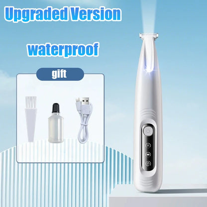 Uppgradera hundtassklippare med LED-ljus Vattentät bärbar husdjurshårstrimmer